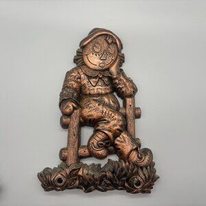 Vintage 1977 Raggedy Ann Wall Plaque Copper Tone Dart Bobbs Merrill